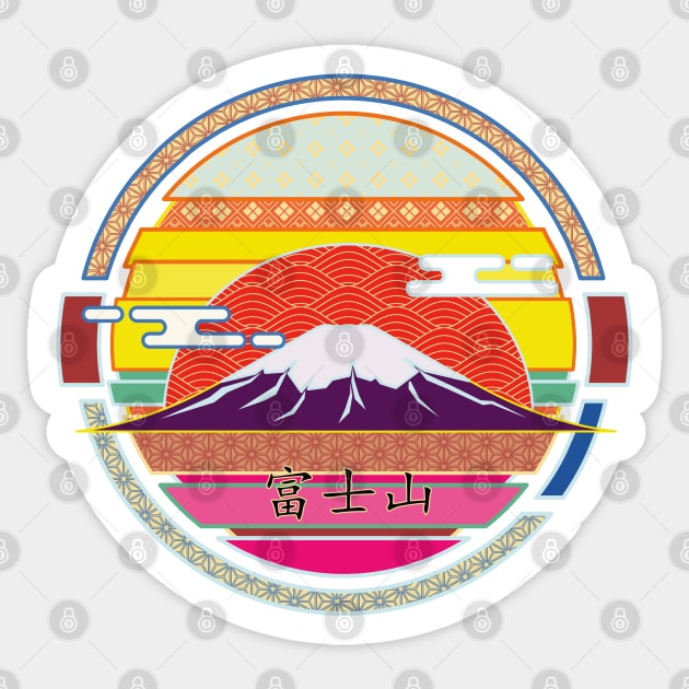 Mt Fuji Red Sunset Sticker by urrin DESIGN